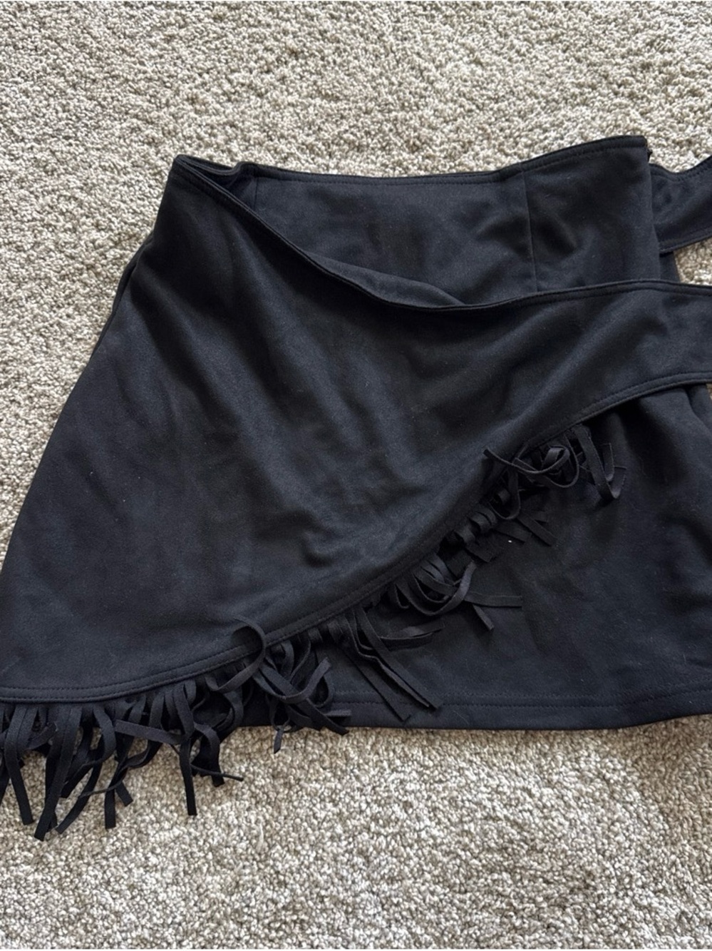 SHEIN Black Fringe Wrap Mini Skirt